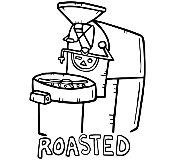 Illustration of the coffee raosting process